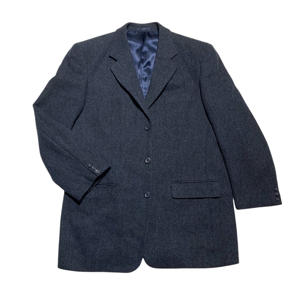 Blue Sport Coat Pure New Wool with Notched Lapel